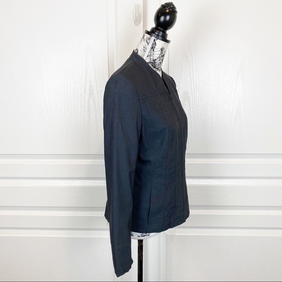 AKRIS Wool Blend Zip Up Blazer Jacket Gunmetal - Picture 2 of 6